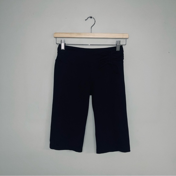 Prana Long Shorts Women's Size Extra Small XS Black Capris Cropped Ruching Tie - Picture 2 of 8